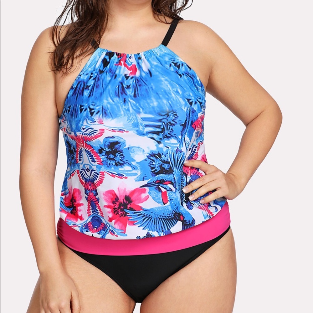 High neck tie dye  swimsuit Large NEW. Top Only